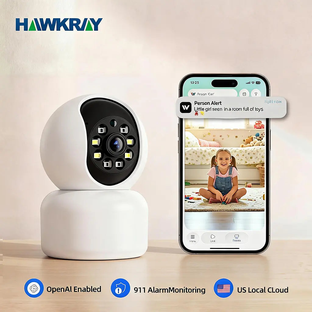 【Pet Monitoring】Hawkray Smart Pet Monitor for Multi-Pet Homes | 360° Coverage | 3MP 2K HD | AI Pet Recognition | 2-Way Audio & Home Security