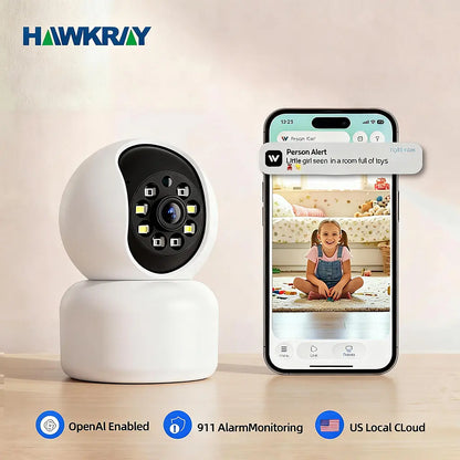 【Pet Monitoring】Hawkray Smart Pet Monitor for Multi-Pet Homes | 360° Coverage | 3MP 2K HD | AI Pet Recognition | 2-Way Audio & Home Security