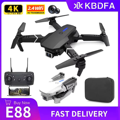 KDBFA 2024 E88 Pro WiFi FPV Drone with Wide Angle HD 4K/1080P Camera, Height Hold, Foldable Quadcopter, Ideal Gift for Enthusiasts