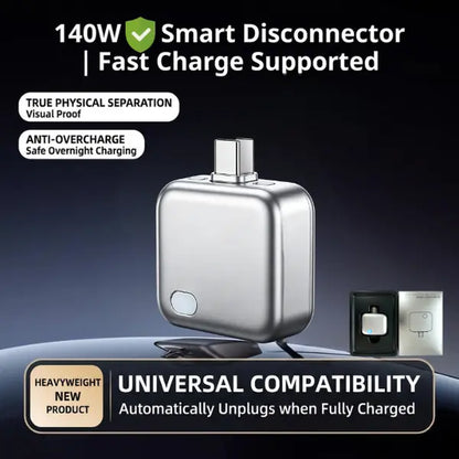 140W Physical-Disconnect Battery Guard, Auto&Self Eject Charger,Smart Auto-Stop Charging Accessory for Mobile Smartphones & Handheld Devices, Anti-Overcharge Protection for Safe Overnight Charging, Universal for Phones Laptops Tablets,Motherday Gift