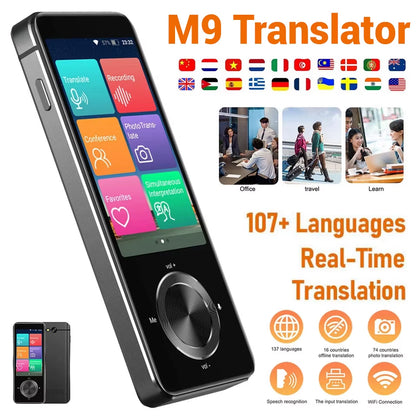 M9 Intelligent Language Translator Device with Real-Time Voice, Recording, and Text Translation for 107 Languages