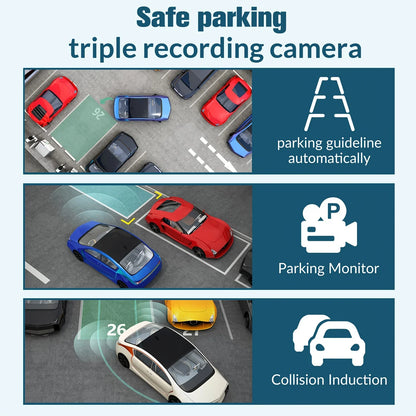Triple Camera 1080P Full HD Dash Cam with Front, Rear, and Interior Recording