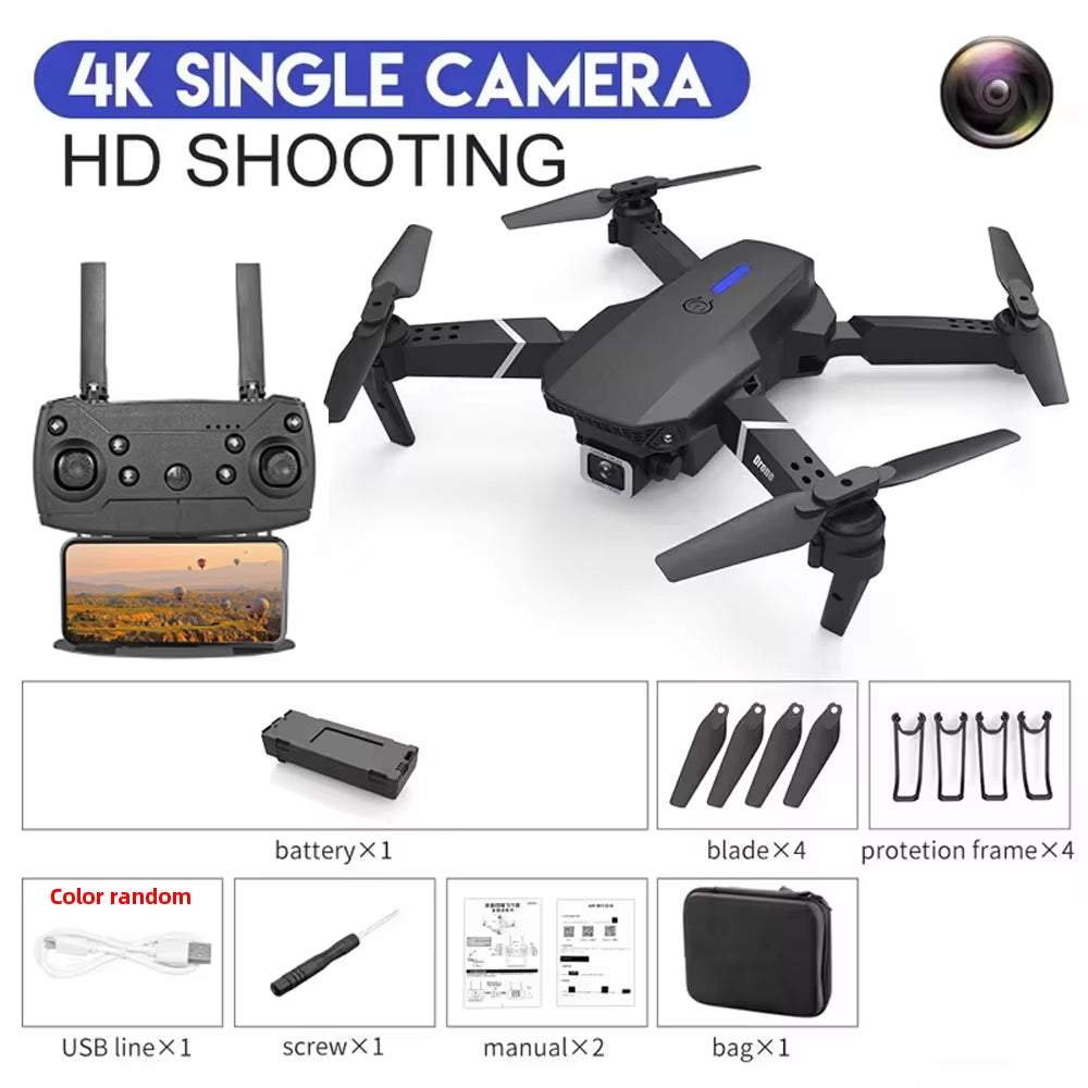 KDBFA 2024 E88 Pro WiFi FPV Drone with Wide Angle HD 4K/1080P Camera, Height Hold, Foldable Quadcopter, Ideal Gift for Enthusiasts