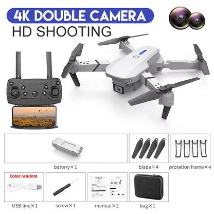 KDBFA 2024 E88 Pro WiFi FPV Drone with Wide Angle HD 4K/1080P Camera, Height Hold, Foldable Quadcopter, Ideal Gift for Enthusiasts