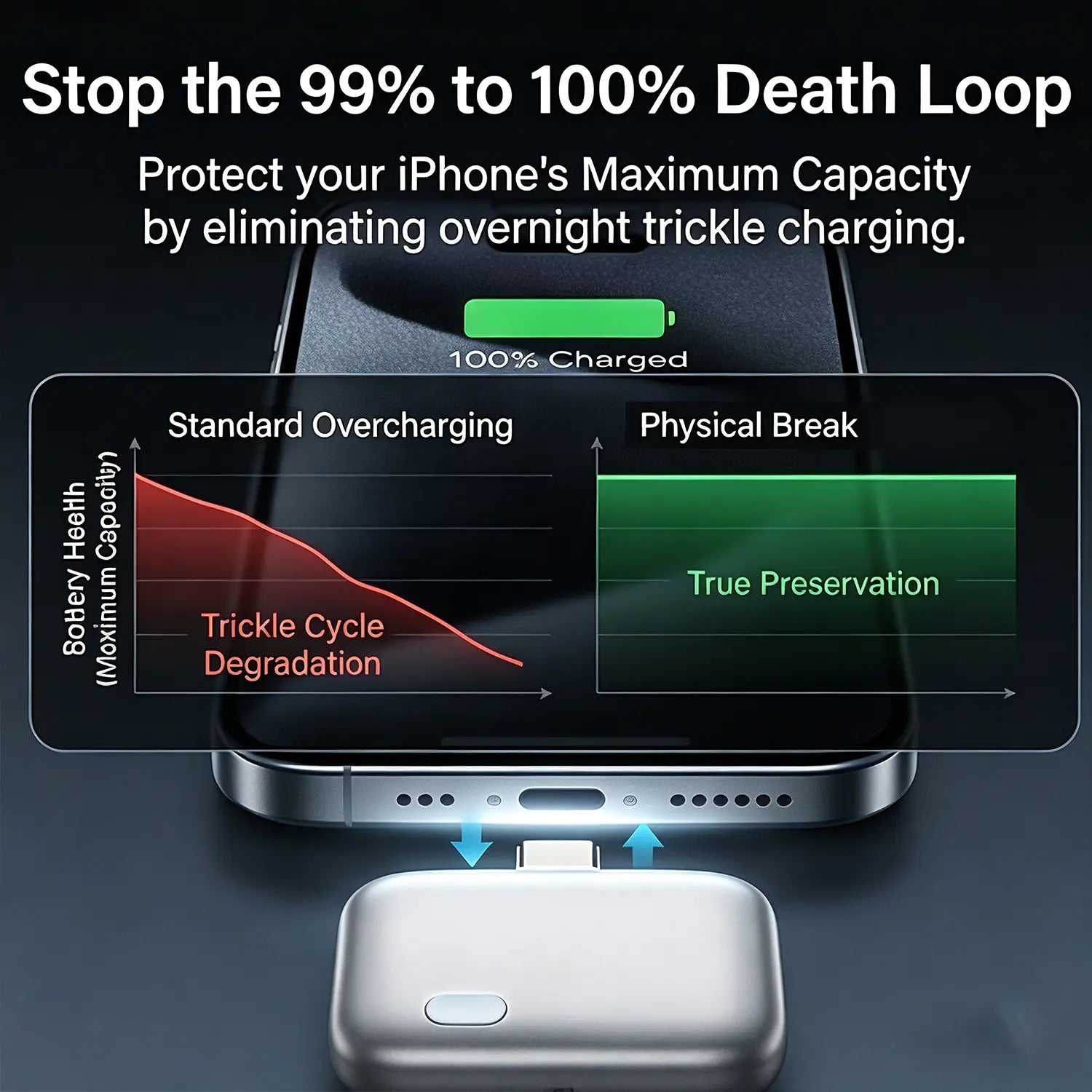 140W Physical-Disconnect Battery Guard, Auto&Self Eject Charger,Smart Auto-Stop Charging Accessory for Mobile Smartphones & Handheld Devices, Anti-Overcharge Protection for Safe Overnight Charging, Universal for Phones Laptops Tablets,Motherday Gift