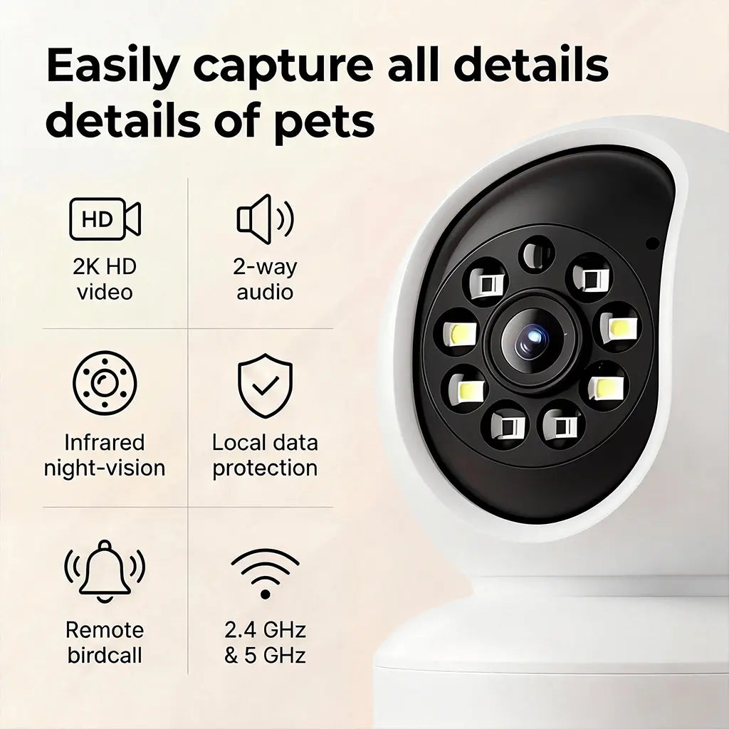 【Pet Monitoring】Hawkray Smart Pet Monitor for Multi-Pet Homes | 360° Coverage | 3MP 2K HD | AI Pet Recognition | 2-Way Audio & Home Security