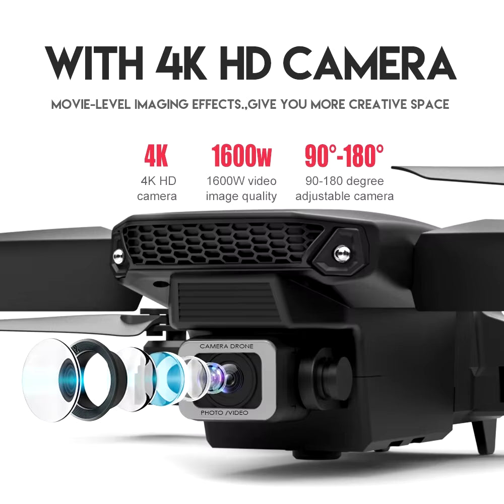 KDBFA 2024 E88 Pro WiFi FPV Drone with Wide Angle HD 4K/1080P Camera, Height Hold, Foldable Quadcopter, Ideal Gift for Enthusiasts