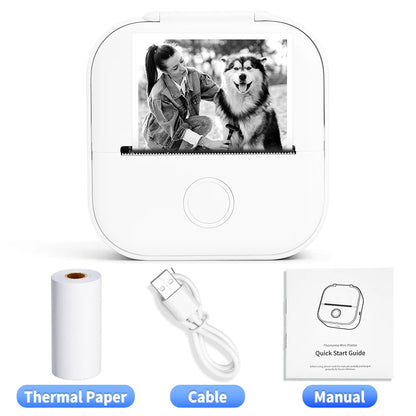 Portable Mini Thermal Printer T02 - Compact Pocket Label Maker for DIY Self-Adhesive Sticker Labels with Versatile Label Paper Compatibility