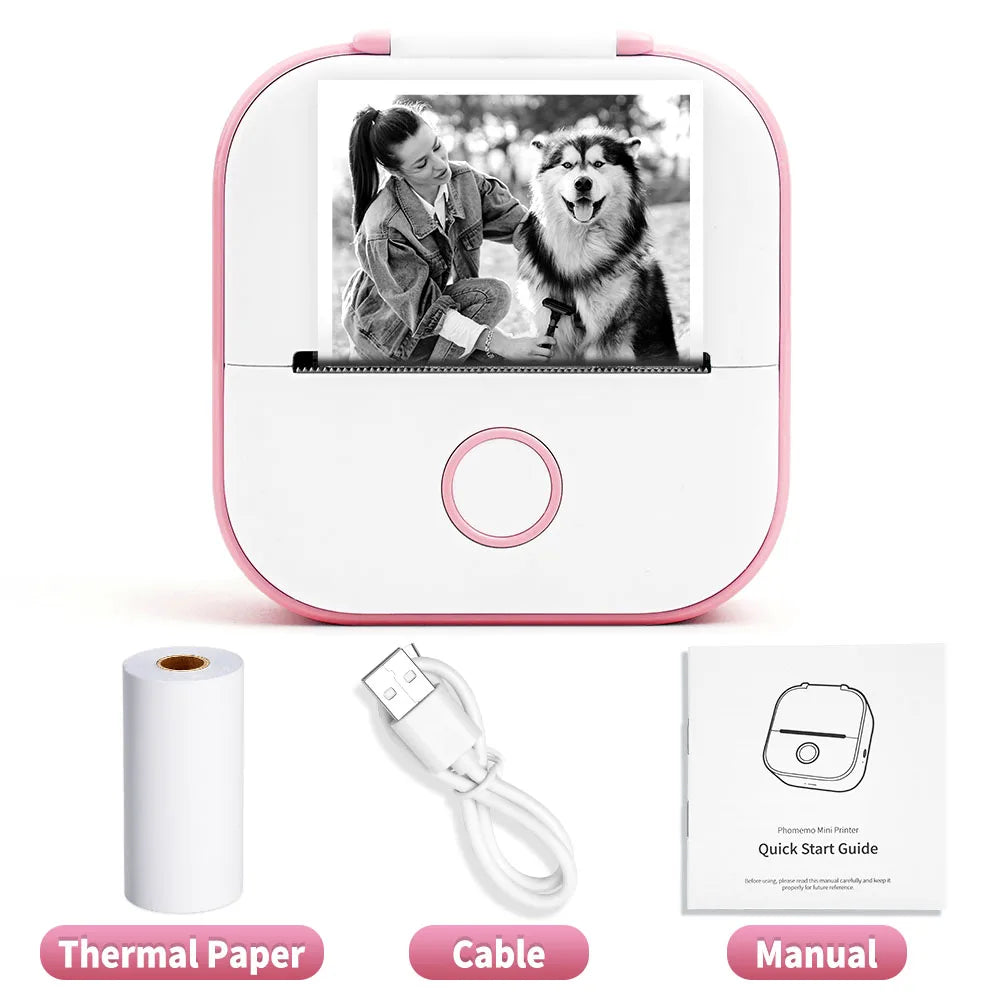 Portable Mini Thermal Printer T02 - Compact Pocket Label Maker for DIY Self-Adhesive Sticker Labels with Versatile Label Paper Compatibility