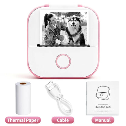 Portable Mini Thermal Printer T02 - Compact Pocket Label Maker for DIY Self-Adhesive Sticker Labels with Versatile Label Paper Compatibility