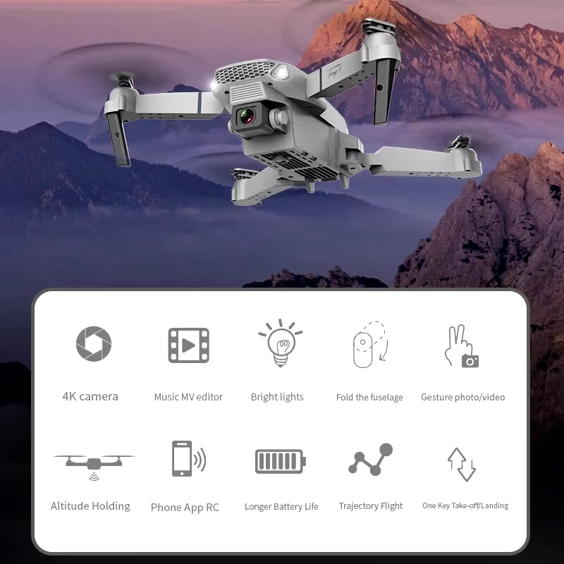 KDBFA 2024 E88 Pro WiFi FPV Drone with Wide Angle HD 4K/1080P Camera, Height Hold, Foldable Quadcopter, Ideal Gift for Enthusiasts