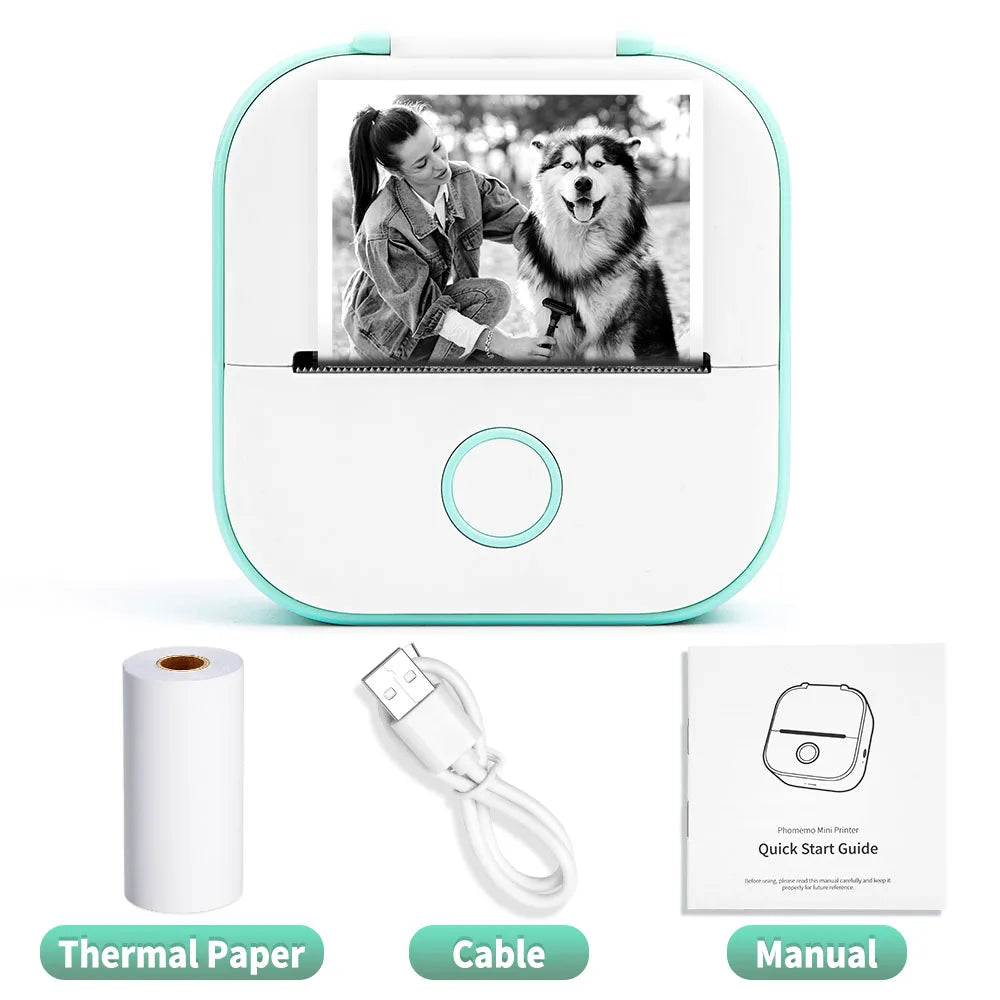 Portable Mini Thermal Printer T02 - Compact Pocket Label Maker for DIY Self-Adhesive Sticker Labels with Versatile Label Paper Compatibility